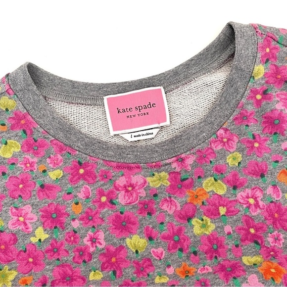 Kate Spade Marker Floral Ruffle Sleeves Sweatshirt Dress - Picture 9 of 13
